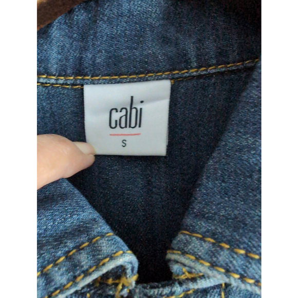 Cabi Dakota Blue Denim Jacket Women Sz S Removable lace Trim #5297 Office Career - Picture 4 of 12